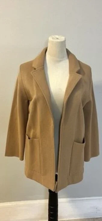 Quince Organic Cotton Camel Waffle Texture Blazer Open Front. Size Small. - Picture 2 of 9